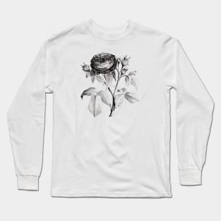 Black Rose Flower Long Sleeve T-Shirt